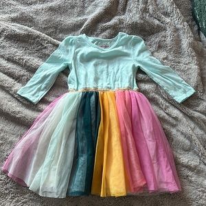 Girls dress with rainbow skirt